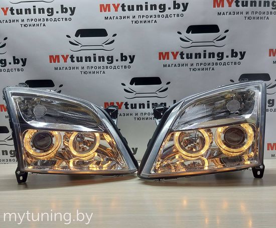 Передние фары angel eyes chrome для Opel Vectra C