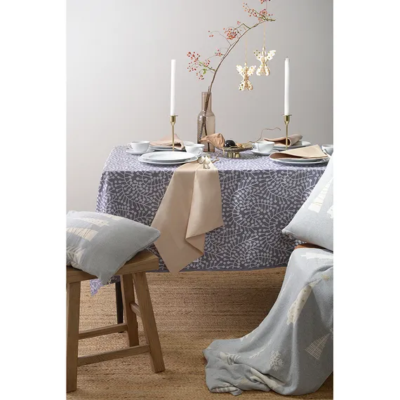 Скатерть из хлопка фиолетово-серого цвета с рисунком "Спелая смородина", Scandinavian Touch, 180х260см