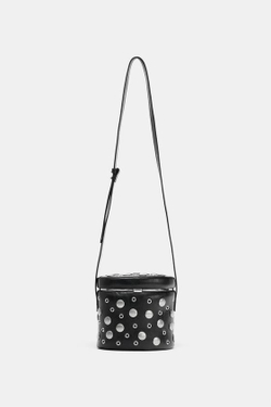 ZARA СУМКА-КЕЙС С ЗАКЛЕПКАМИ, ЧЕРНЫЙ