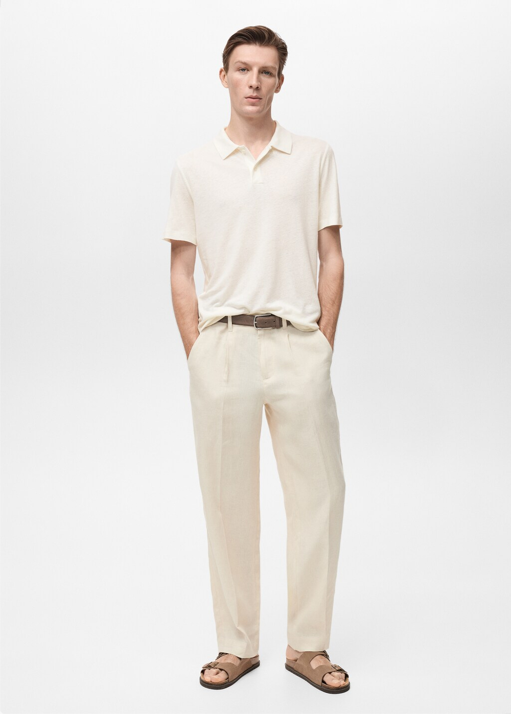 Поло из льна приталенного кроя