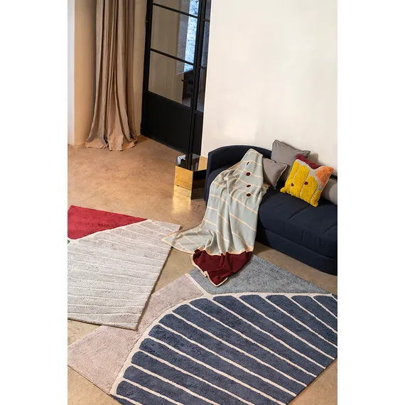 Ковер из хлопка с рисунком Tea Plantation серого цвета из коллекции Terra, 160х230 см