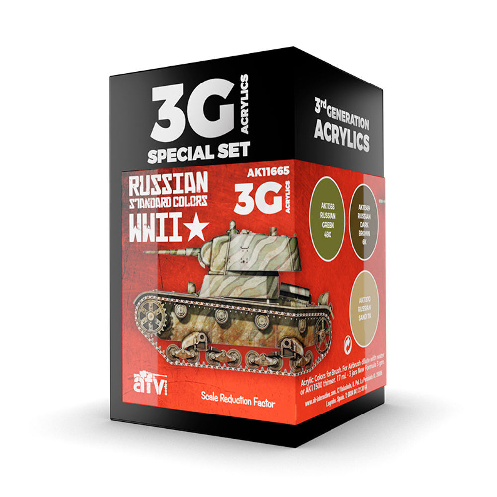 Набор акриловых красок GEN3 AK Interactive - RUSSIAN STANDARD WWII COMBO