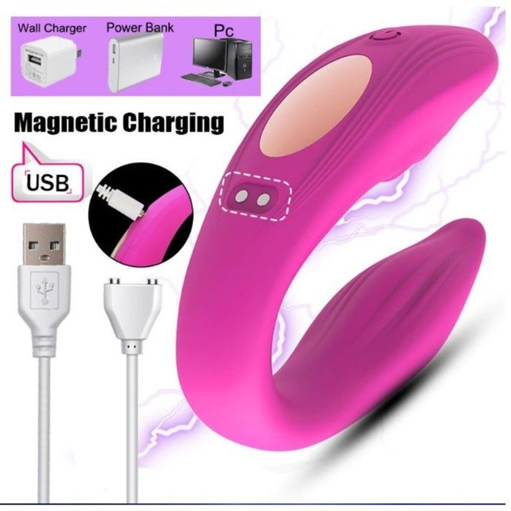 Розовый вибратор для пар с 10 режимами вибрации и пультом ДУ