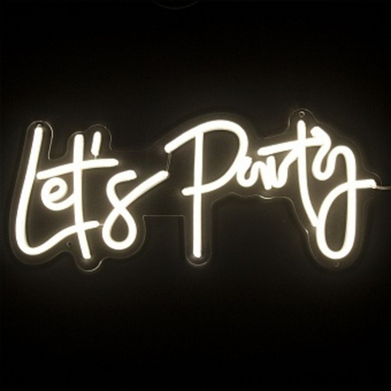 Аренда Световая надпись на подложке для фотозон Let's Party Теплый белый 18,5*43 см.