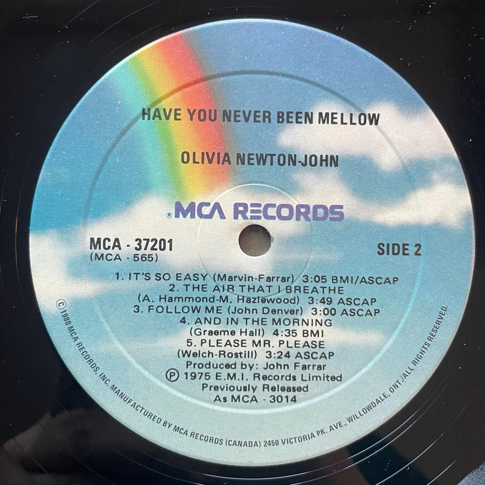 Винтажная виниловая пластинка LP Olivia Newton John, Have You Never Been Mellow (Канада 1975)