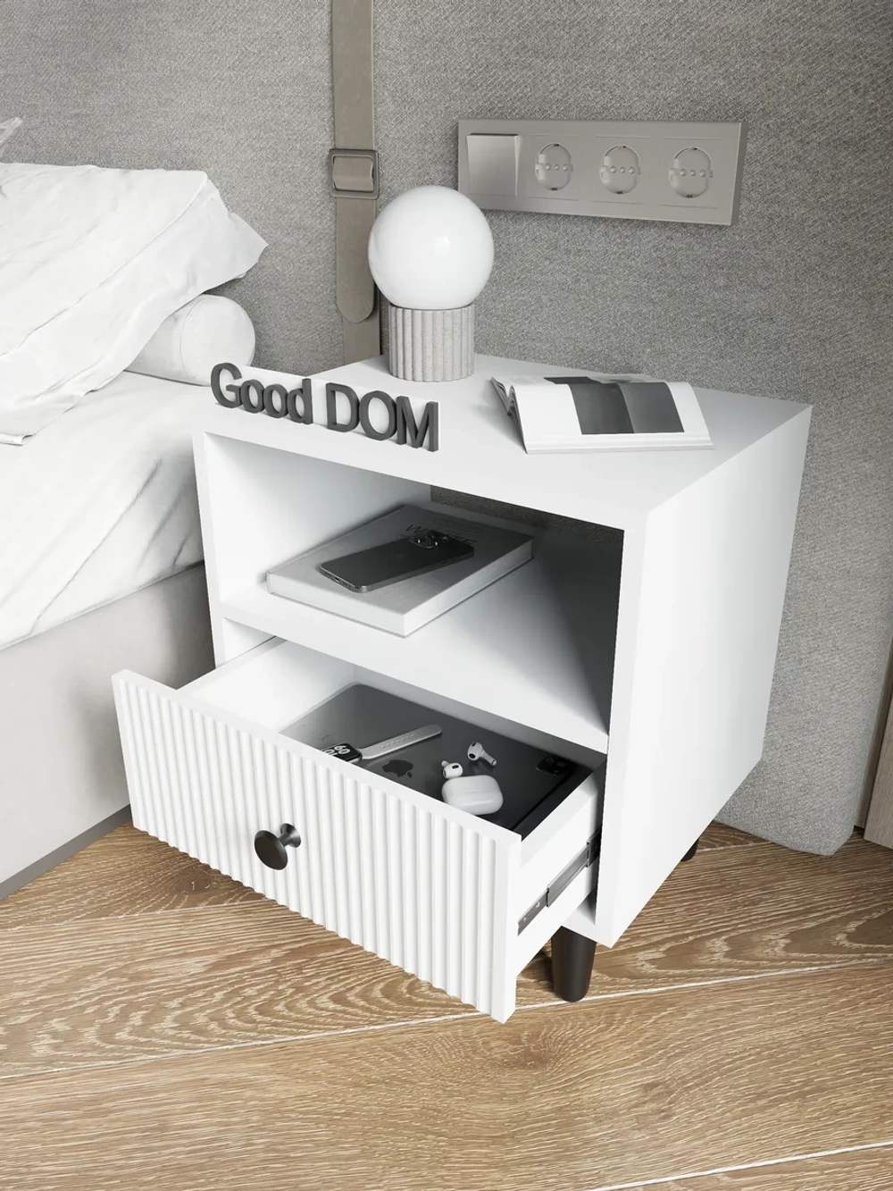 Тумба прикроватная напольная с ящиком