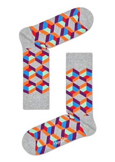 Серые носки унисекс Optic Square Sock с цветными зигзагами (Размер: 29) (Цвет: серый)