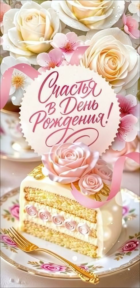 Конверт для денег "С Днем Рождения!" (торт, белые цветы) 9.0002061