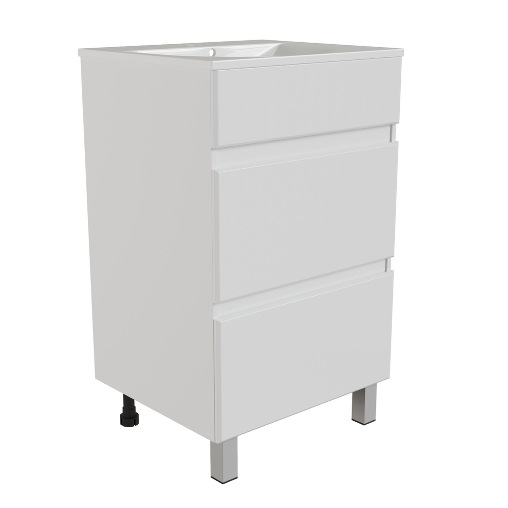 Тумба д/ванной "БРИКС-50" 2 ящика под раковину "Breeze 50" мебельный (Sanita Luxe) (ПВХ)