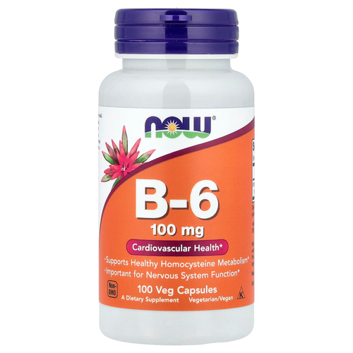 NOW Foods, Витамин B6, 100 мг, 100 растительных капсул