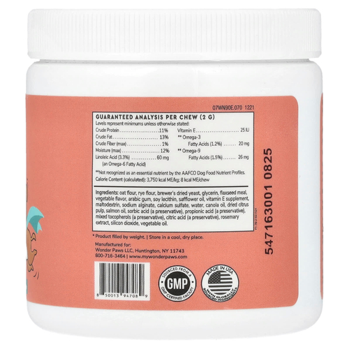 Wonder Paws, Super Chews For Dogs, для кожи и шерсти, для всех возрастов, 70 жевательных таблеток, 140 г (4,94 унции)