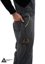 Костюм мужской летний «МЕХАНИК» (куртка+полукомбинезон) цв.серый/черный БОЛЬШОЙ РАЗМЕР