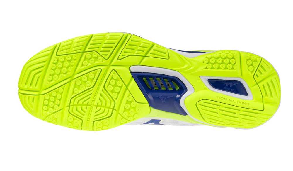Мужские кроссовки для бадминтона/сквоша Mizuno Wave Stealth 6 - white/light yellow/dazzling blue