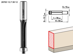 ЗУБР 12.7 x 38 мм, хвостовик 12 мм, фреза кромочная с нижним подшипником, Профессионал (28783-12.7-38-12)