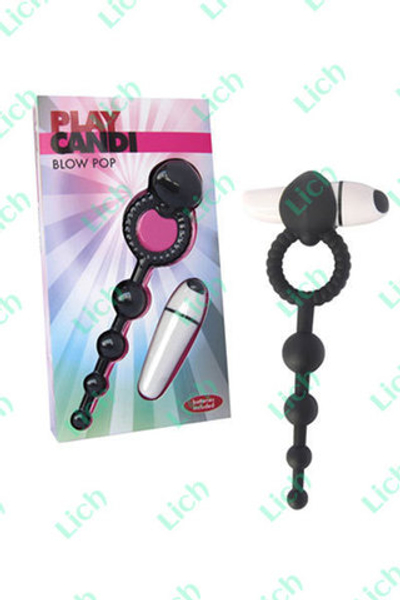 Черное многопрограмное виброкольцо с бусинками разного диаметра