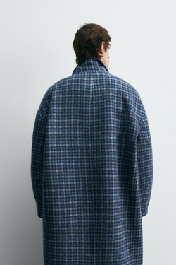 ZARA HARRY LAMBERT X DISNEY ПАЛЬТО OVERSIZE В КЛЕТКУ, СИНИЙ