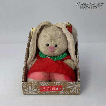 Зайка Ми в красном платье и с земляничкой на ушке (малыш)