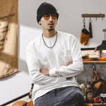 Американская футболка с длинным рукавом мужской осенний лонгслив двойной карманный