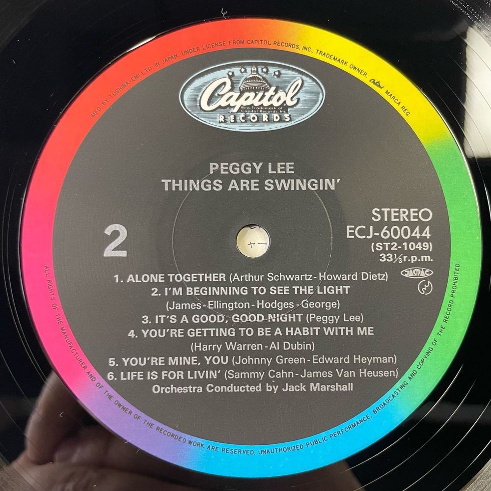 Винтажная виниловая пластинка LP Peggy Lee Things Are Swingin (Япония 1985) (Оби)