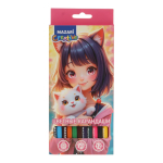 Карандаши 12цв. "Девочка Аниме" d грифеля=2,65мм. дерев. шестигран. коробка (Mazari)