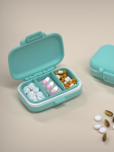 Таблетница маленькая 3 ячейки Бирюзовая (М11-012)