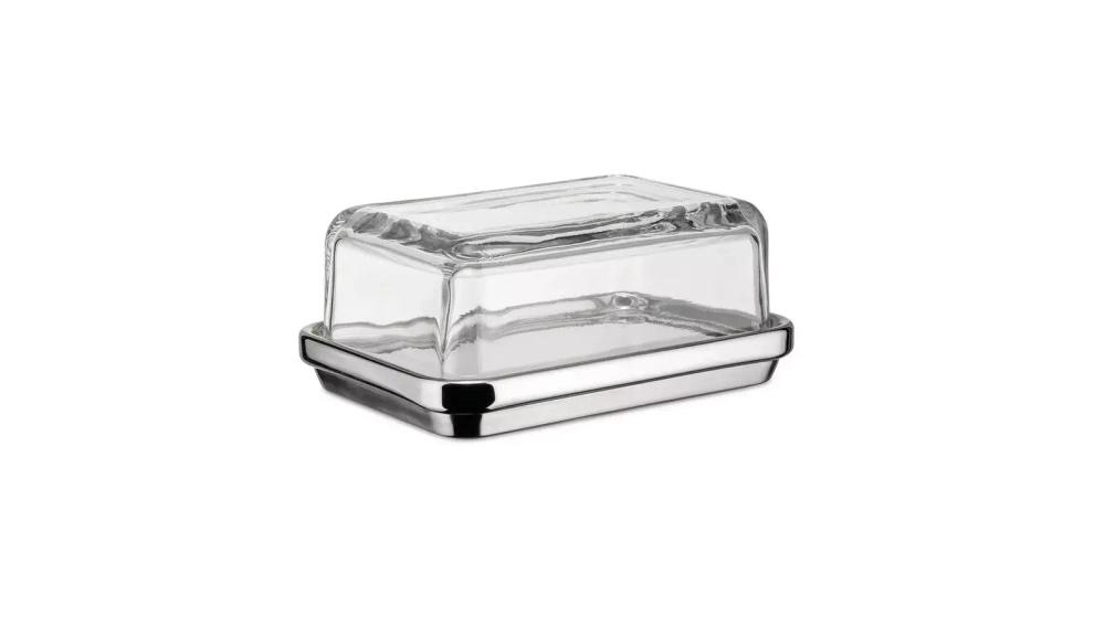 Alessi - Стальная масленка со стеклянной крышкой / артикул   ES03  / GTIN 8003299870592