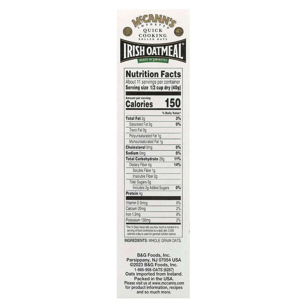 McCann's Irish Oatmeal, Овсяные хлопья быстрого приготовления, 453 г (16 унций)