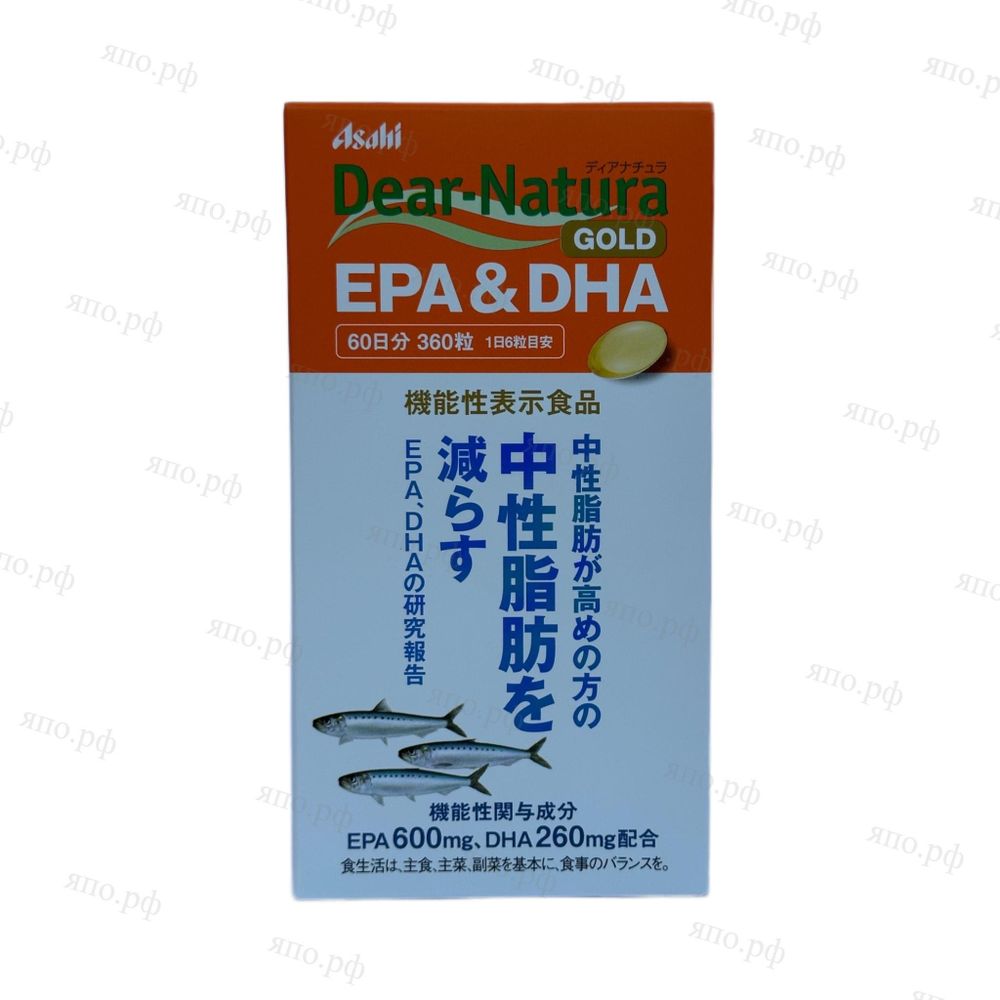 Омега-3 Asahi Dear-Natura Gold EPA&amp;DHA премиум-комплекс омега-кислот, 360 штук на 60 дней