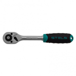 Ключ-трещотка 3/8", CrV, 72 зуба, с быстрым сбросом, матовый хром Stels