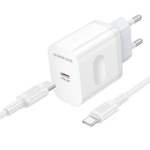 Сетевое зарядное устройство с кабелем Type-C/Type-C 1-метр 3А PD 20W 2гн-USB 1-метр BOROFONE BA99A белый