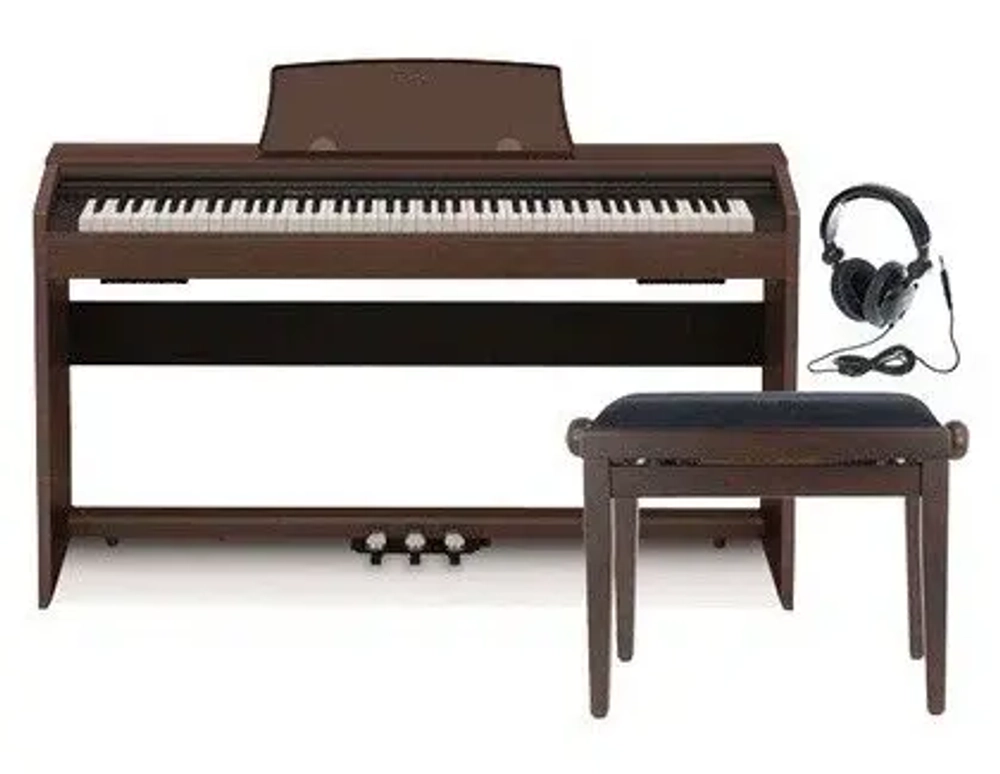 Casio Privia PX-770BN цифровое фортепиано, цвет коричневый. Клавиатура: взвешенная молоточковая, 88 клавиш. 128 полифония, 19 тембров. Габариты, мм: 1393 x 299 x 798. Вес, кг: 31,5.