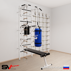 Шведская стенка Sv Sport 59210 (Турник стандарт/Брусья/Стойка/Скамья/Лестница/Цепь/Мешок 15кг/Канатный лаз)