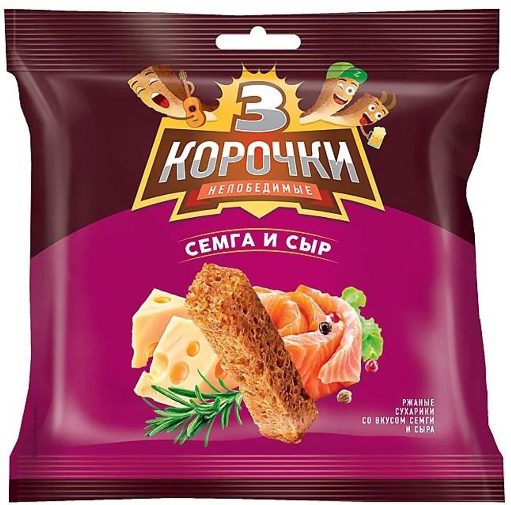 3 Корочки Сухарики со Вкусом "Семга и Сыр" 40гр