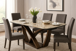 Стол ALONSO 200 TL-137  матовый, испанская керамика / брашированный каркас, цвет медный, ®DISAUR