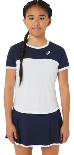 Футболка для девочки теннисная Asics Tennis Short Sleeve Top - brilliant white/midnight