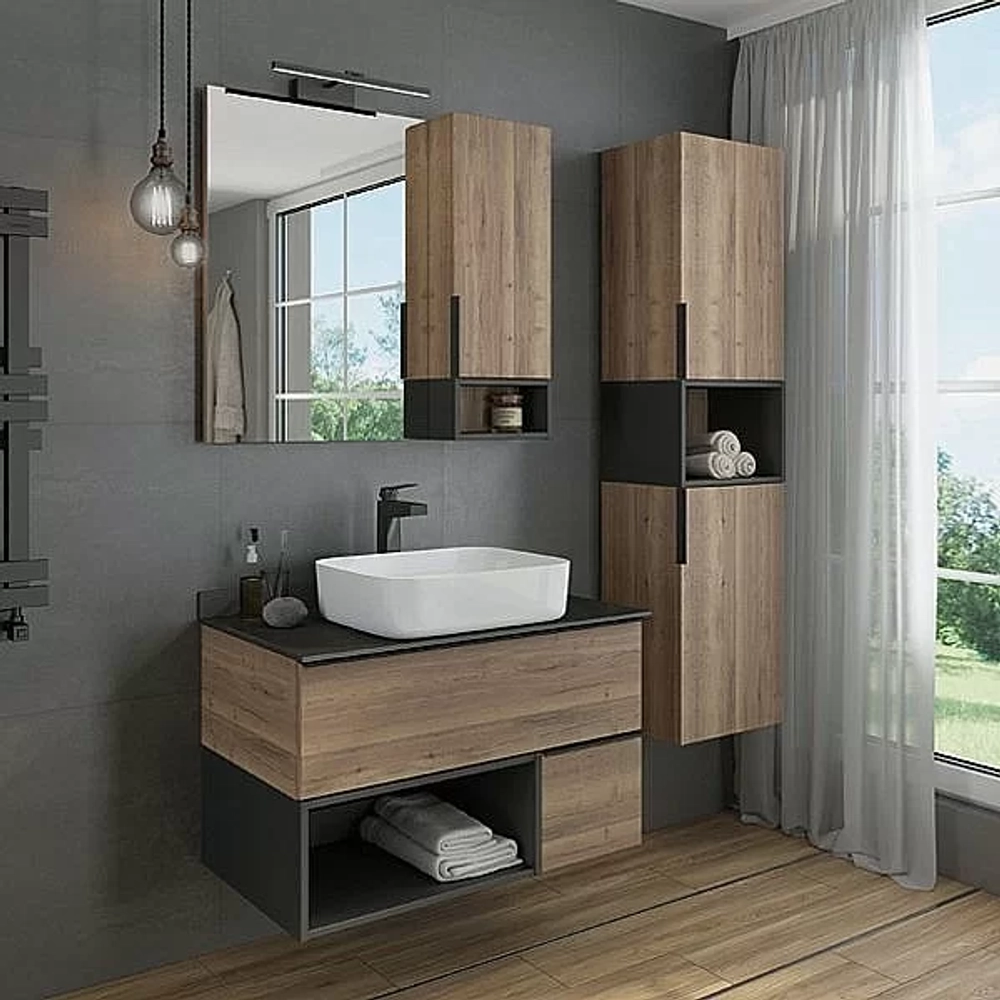Тумба с раковиной Comforty Штутгарт 00-00002868 90 дуб тёмно-коричневый