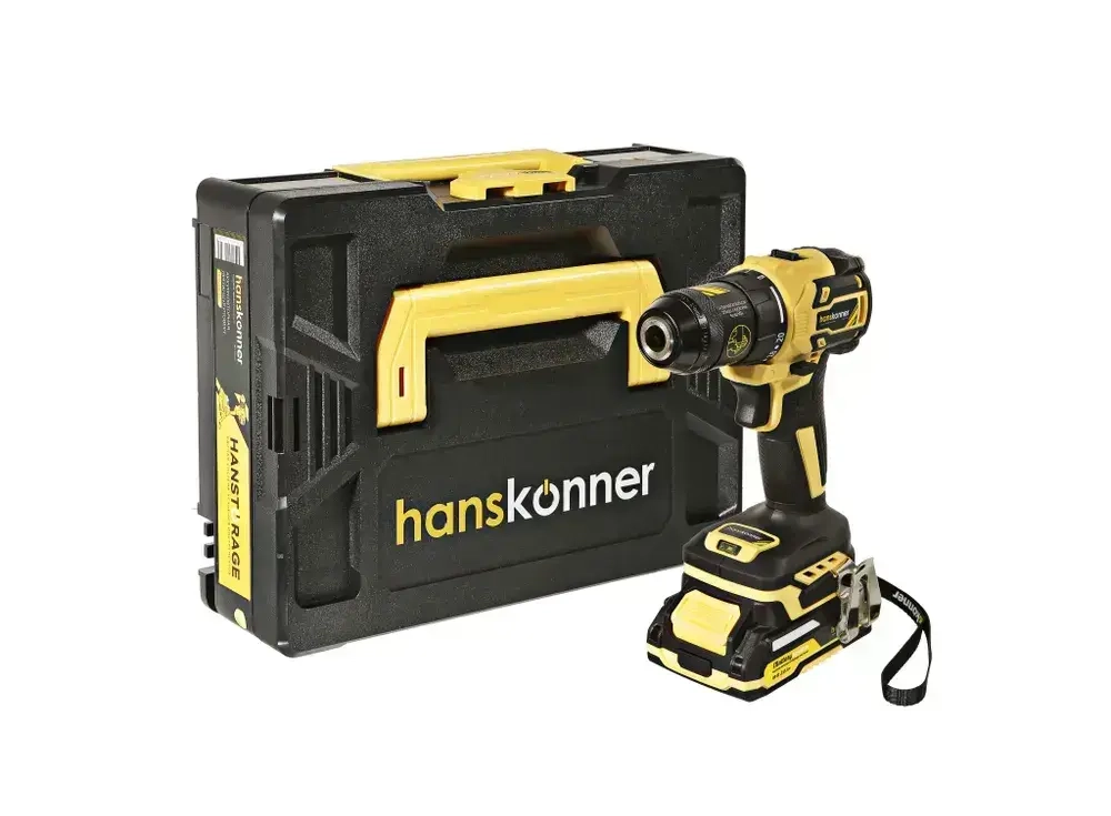Шуруповерт аккумуляторный бесщеточный Hanskonner PLATINUM, 18В, 2х2Ач, 65Нм, кейс