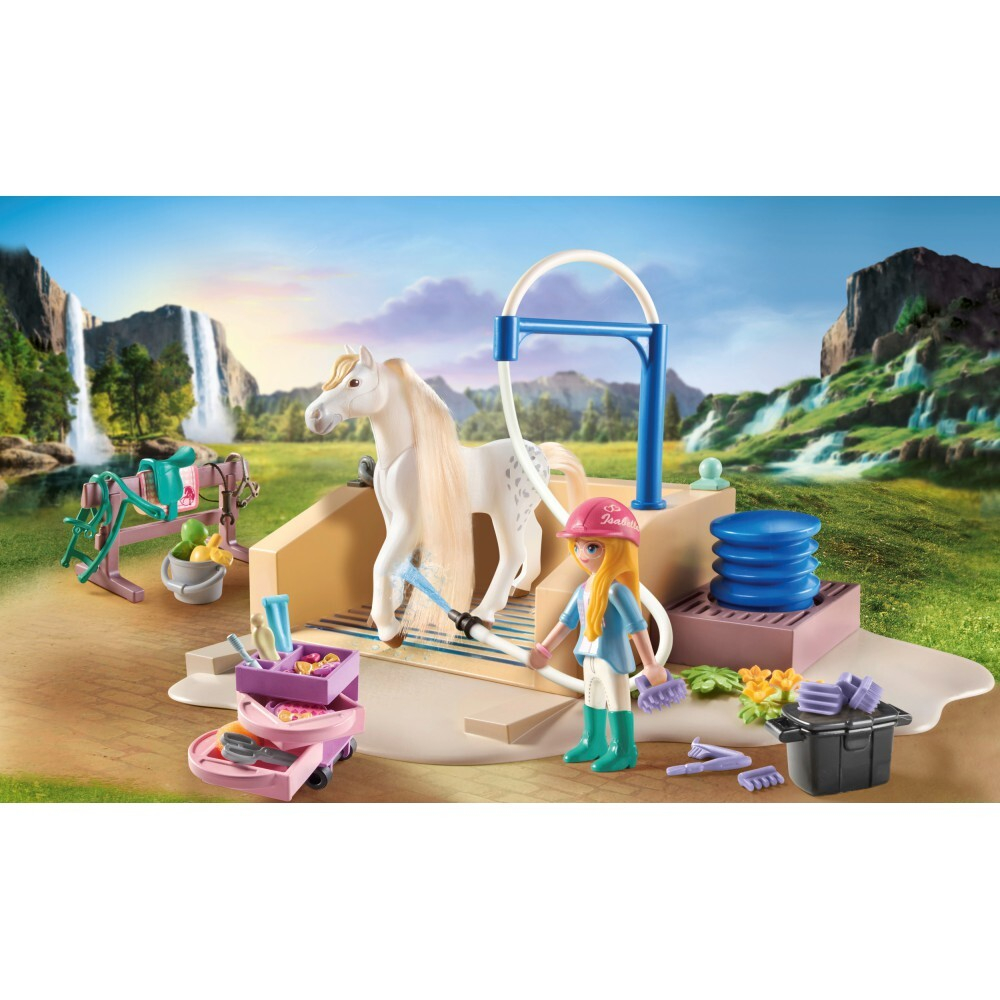Playmobil - Лошади водопада Изабелла и кобыла-Львица с мойкой для лошадей 71354 / артикул   71354  / GTIN 4008789713544