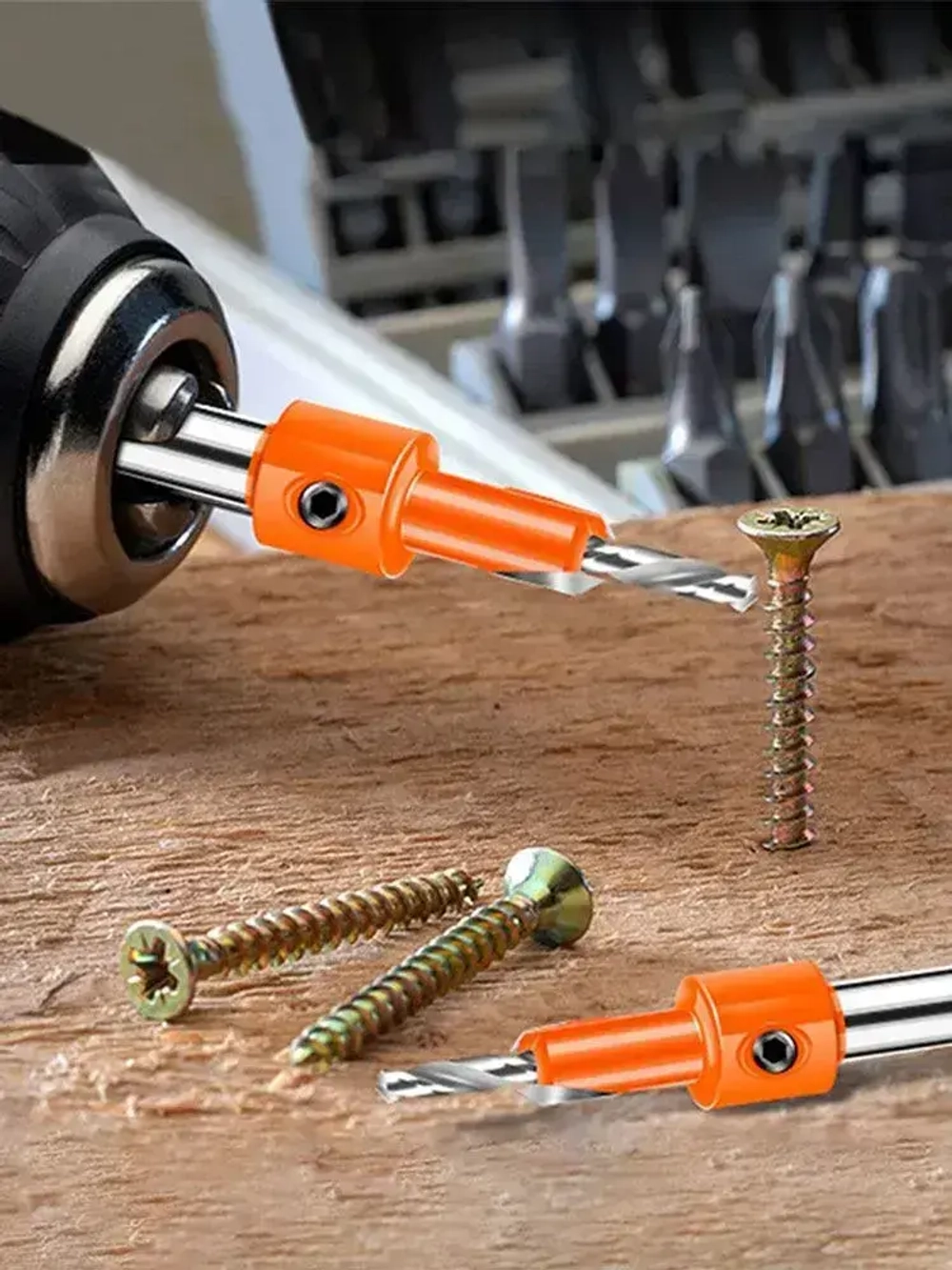 Cверло с зенкером по дереву 2.8-4 мм, хвостовик 8мм.для древесины, 5 шт.