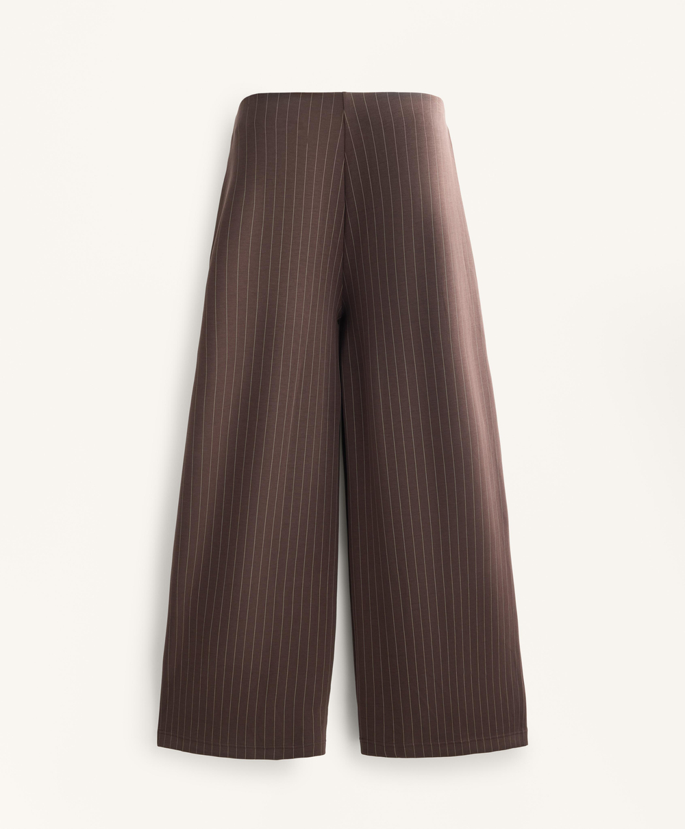 OYSHO Широкие брюки в полоску с мягким на ощупь модалом, темно-коричневый