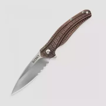Складной нож CRKT Ripple Combo Edge Bronze CR/K406BXS c клинком из стали Acuto 440 (Acuto+) рукоять Stainless Steel 420J2