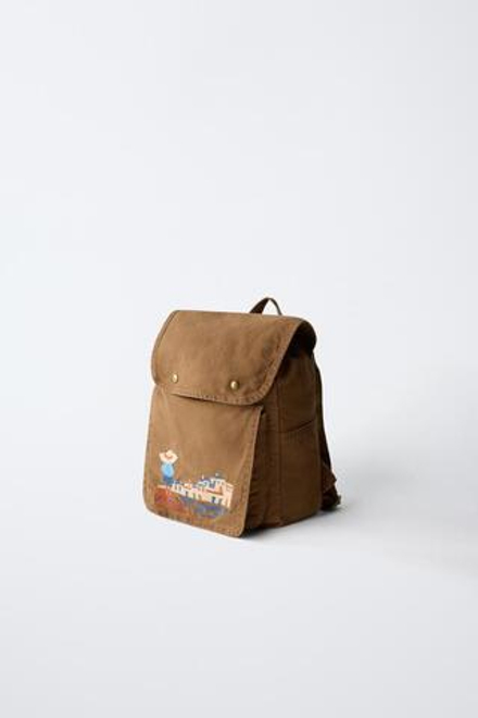 ZARA РЮКЗАК С ВЫШИВКОЙ, КОРИЧНЕВЫЙ