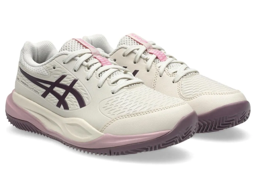 Детские теннисные кроссовки Asics Gel-Resolution X GS Clay - soft oat/dark aubergine
