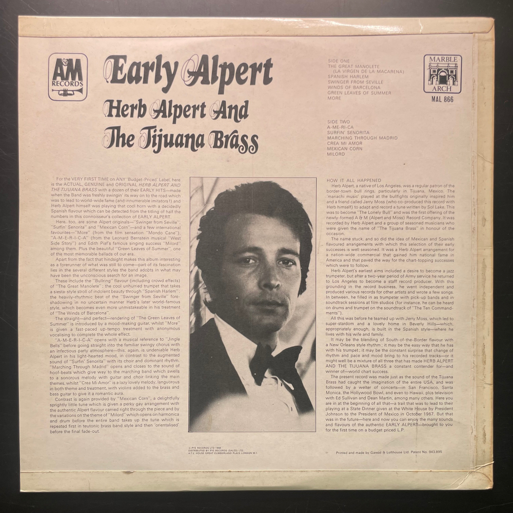Herb Alpert And The Tijuana Brass – Early Alpert (Англия 1968г.)