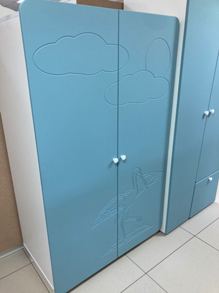 Шкаф 2-х дверный 1000 МДФ белый/ниагара Кнопка