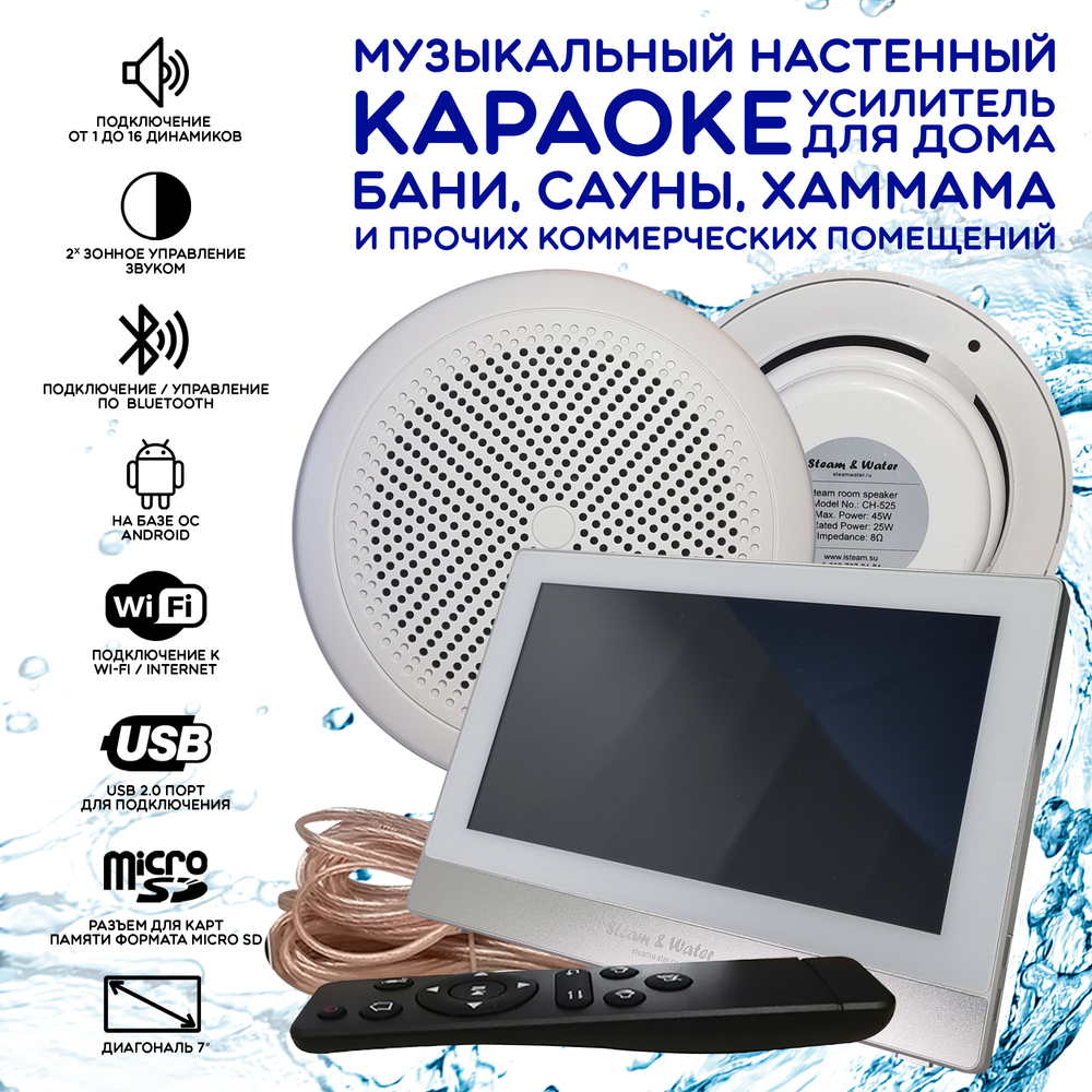 Комплект домашней акустической системы с  караоке-усилителем Steam & Water SOUND 2 Standart