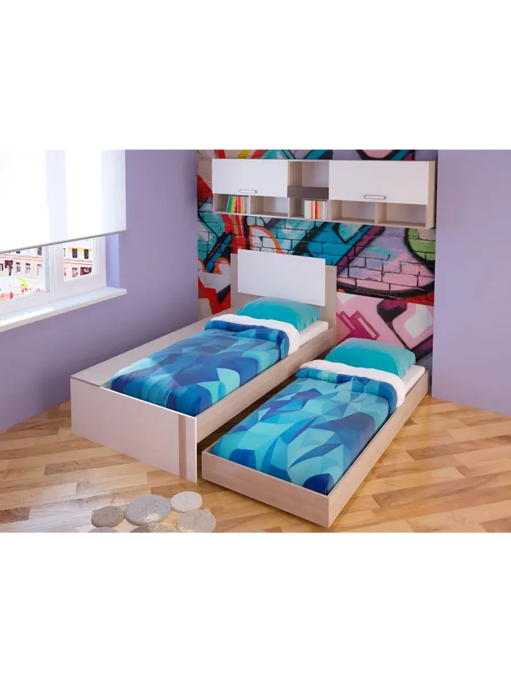 Кровать односпальная 80х200 Ясень шимо светлый