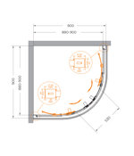 Душевой уголок Cezares RELAX-304-R-2-90-C-GM, 90х90х200, профиль оружейная сталь, прозрачное стекло