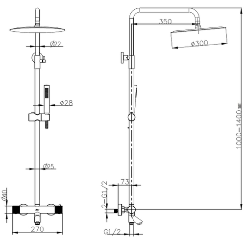 Boheme Стойка для душа c термостатом UNO White Gold