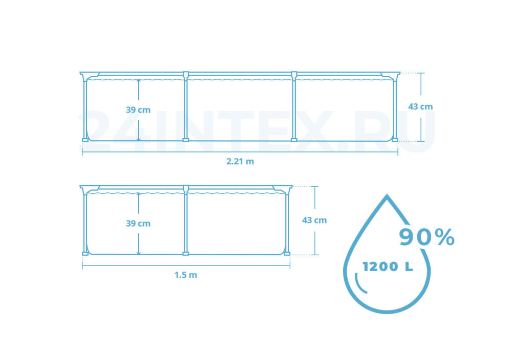 Каркасный прямоугольный бассейн Bestway 221х150х43 см (56401 BW)